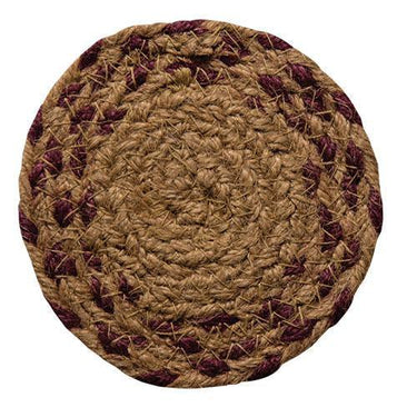 Burgundy Tan Braided Coaster - The Fox Decor